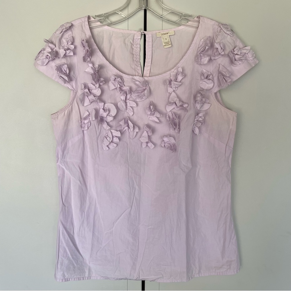 J. Crew Women's Lavender Floral Top - Size 6